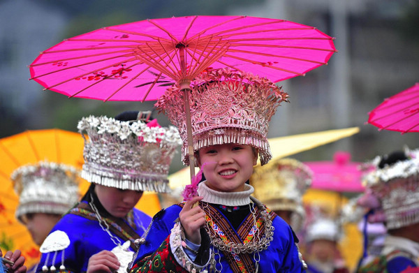 Ethnic Miao people celebrate Guzang Festival