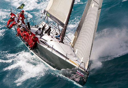 TP 52 Class Bambakou of Newport U.S. leads the fleet off the start line at the Rolex TP 52 Global Championship 2006 in Miami, March 9, 2006. [Reuters]