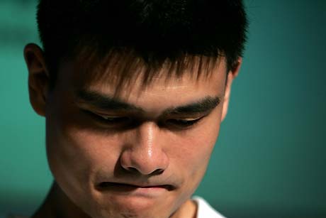 NBA Houston Rockets player Yao Ming speaks at a press conference for the 2007 Special Olympics in Beijing July 21, 2006. Yao has declared his foot injury a non-issue ahead of August's World Championship warm-up games against America and Brazil. 