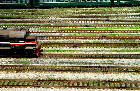 A train on the track in Changsha, Central China's Hunan Province, June 1, 2006.[Wu Xia/Sanxiang City Express]