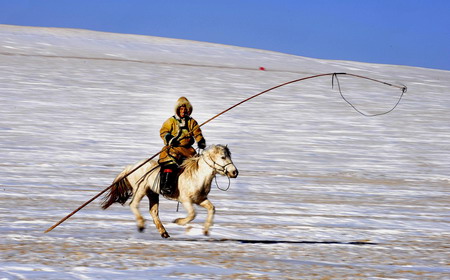 Snow-decorated north China prairie