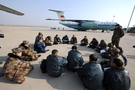 Emergency aid materials transported to cold Mongolia