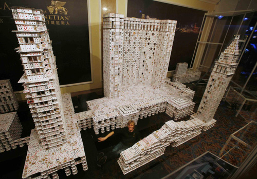 Macao resort hotel built from cards