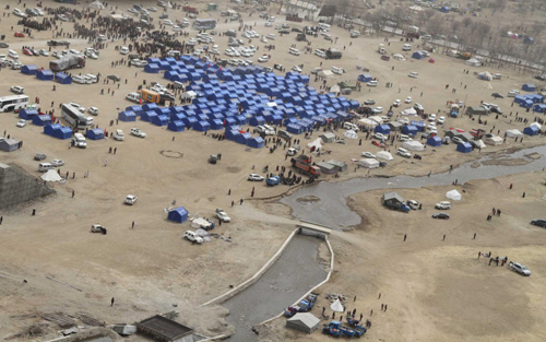 Aerial view of quake-hit Yushu