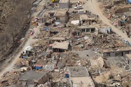 Aerial view of quake-hit Yushu