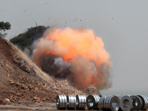 Remnants of Japanese ordnance destroyed