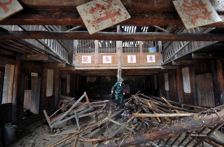 Ancient village in ruins after flood