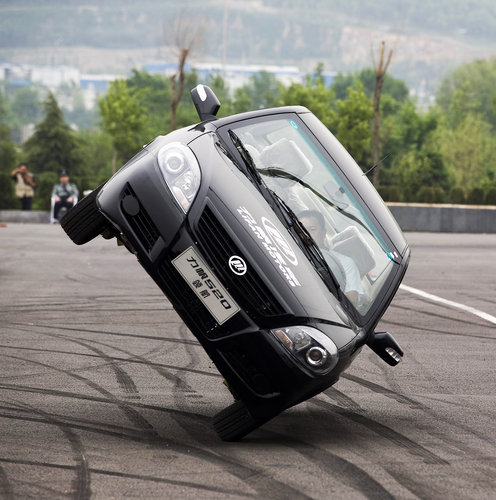 Economic car makes stunt show