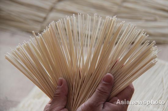 Thin hollow noodles are pride of village