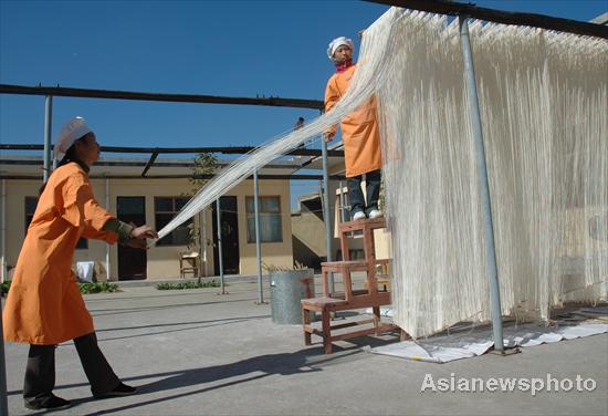 Thin hollow noodles are pride of village