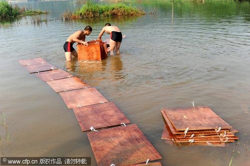 Shaolin monk demonstrates water 'flight'