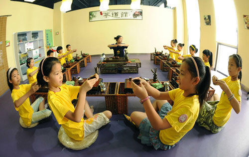 Schoolchildren practice being grown-ups