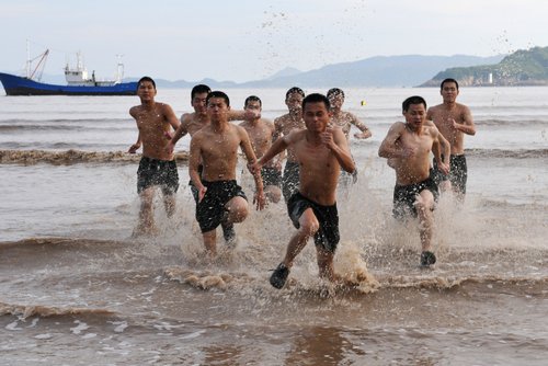 Soldiers in physical training