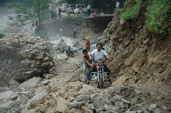 Clean-up in rain-battered town