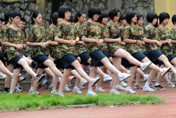 Students in military training