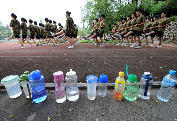 Students in military training