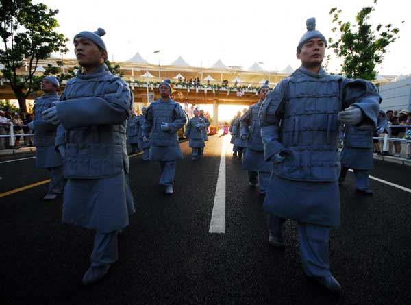 Parade of Terracotta Warriors at Expo Park