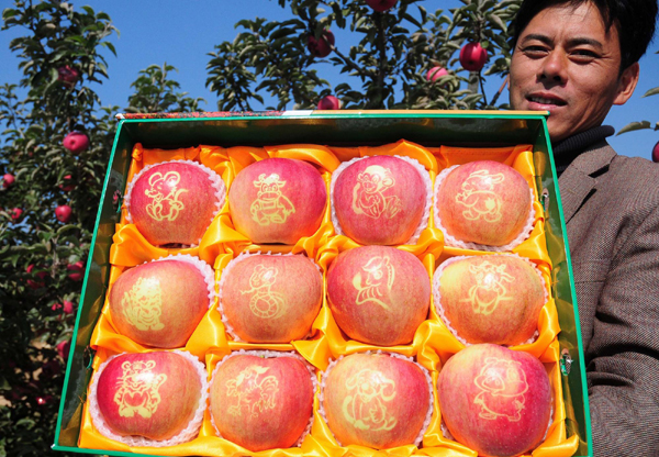 Apples with Chinese characters