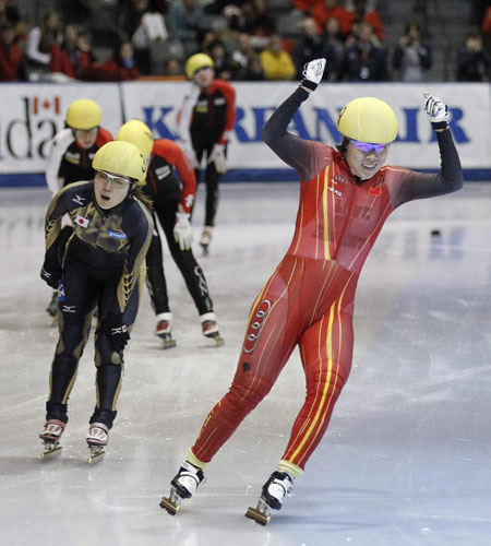 Zhou Yang of China wins speed skating world cup