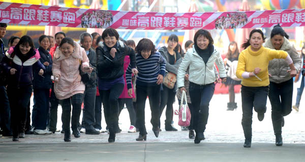 High-heel race for women's day