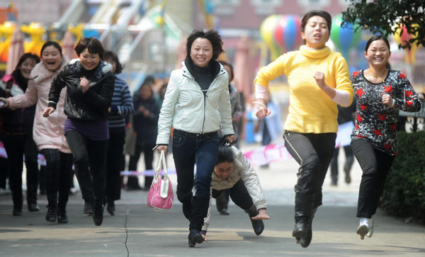 High-heel race for women's day