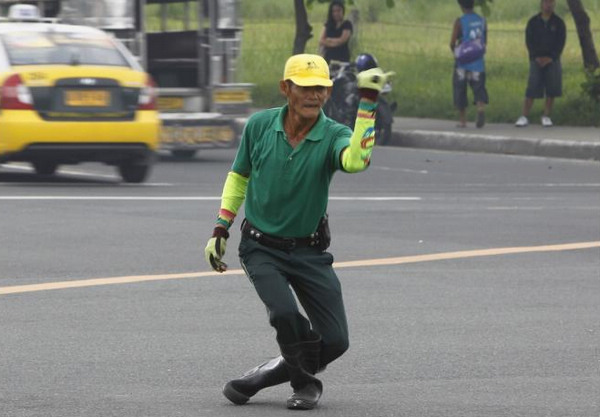 Dancing traffic cop