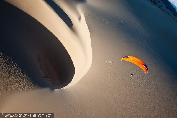 Flying over dunes in Mozambique