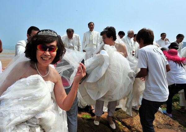 Wedding dresses shine on the old