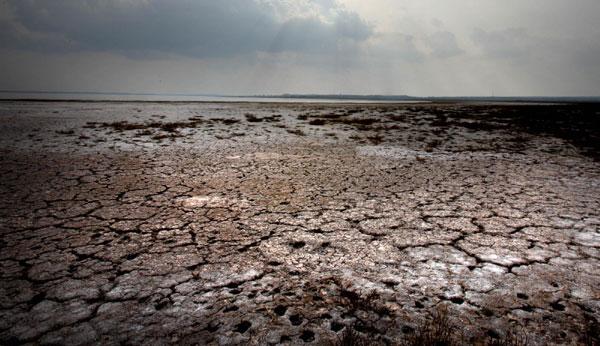 China's largest desert lake shrinking