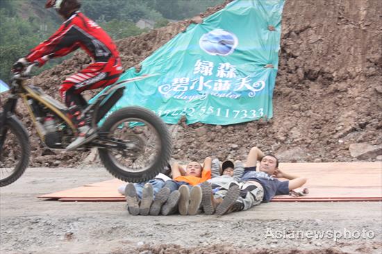 Riders perform air borne tricks