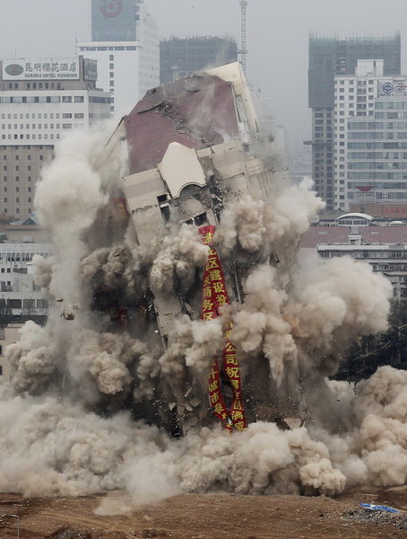 An explosive end to city landmark