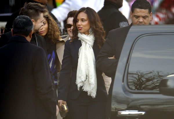 People mourn at Whitney Houston's funeral service