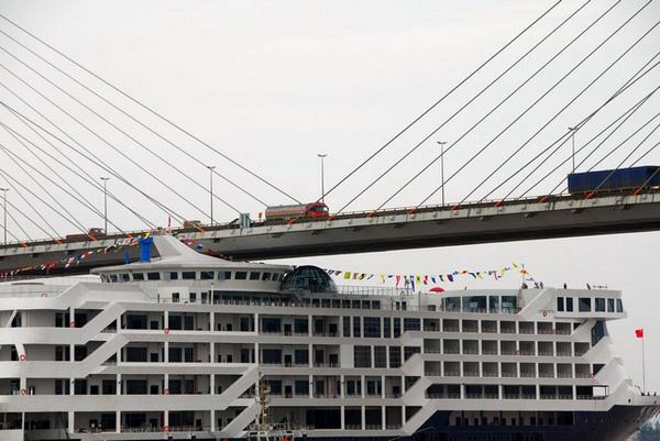 Luxury cruise ship hits a bridge