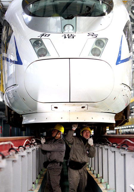 Bullet trains get check-ups before travel rush