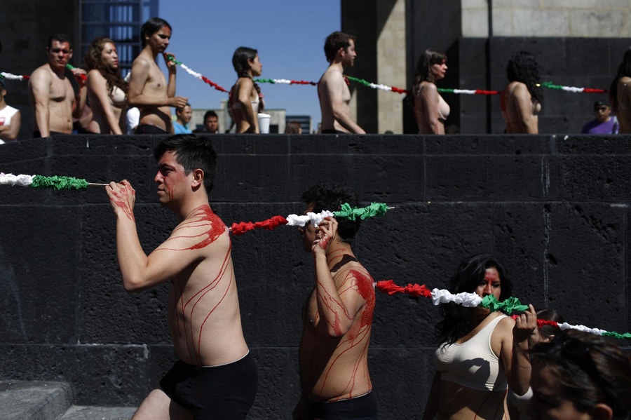 Activists protest against bullfighting in Mexico