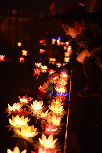 Water lanterns a prayer for happiness