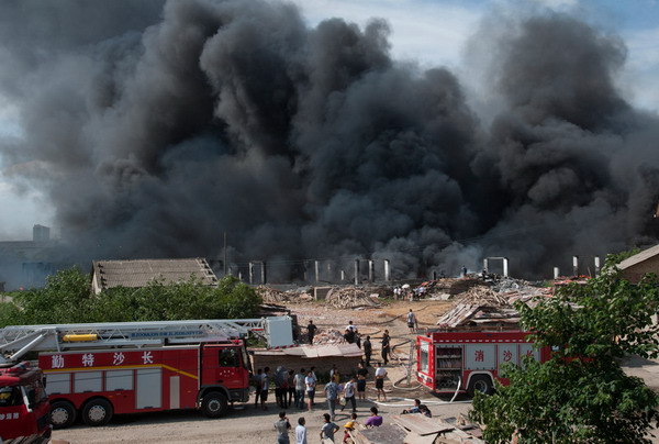 Warehouse fire in Central China