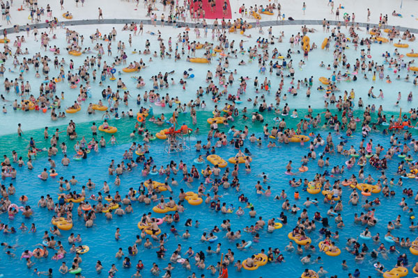 Pool jammed in summer heat