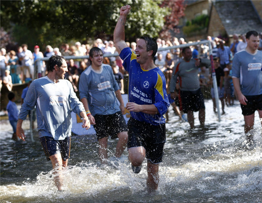 Annual river soccer match trots into village