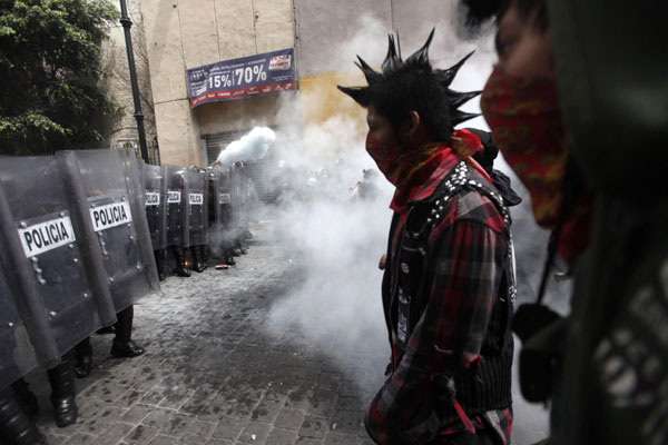 Protesters march through Mexico City