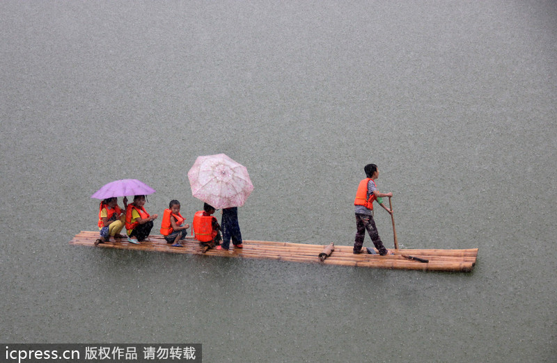 Long journey to school on rafts