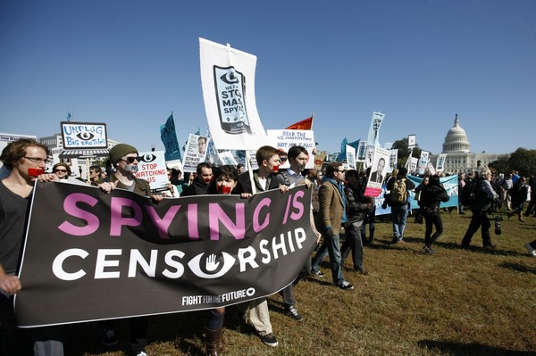 Demonstrators protest against govt surveillance in US