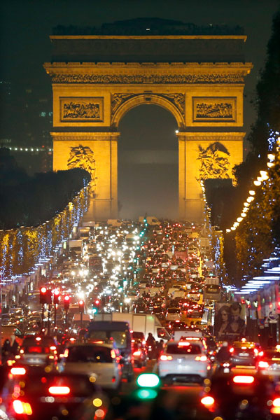 Christmas lights sparkle in Paris