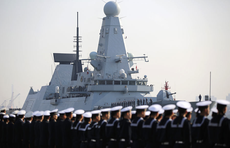 British Navy ship docks in Shanghai