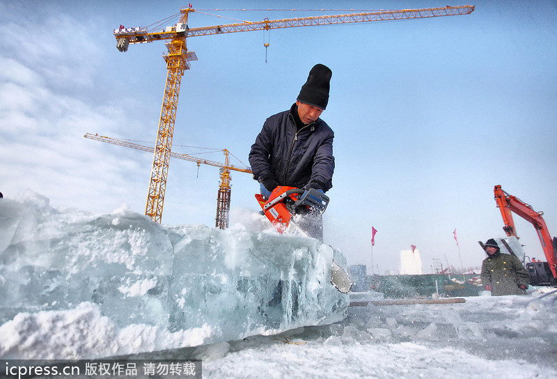 Ice breakers on Songhuajiang River