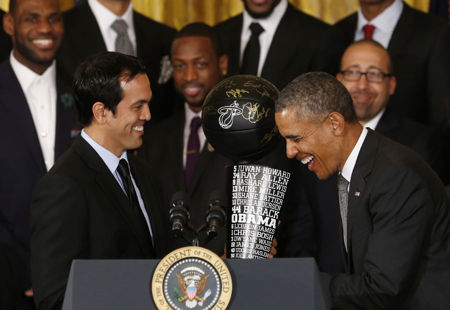 President Obama hosts Heat in White House