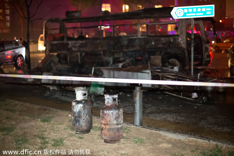 Fire on barbecue bus raises alarm in Beijing