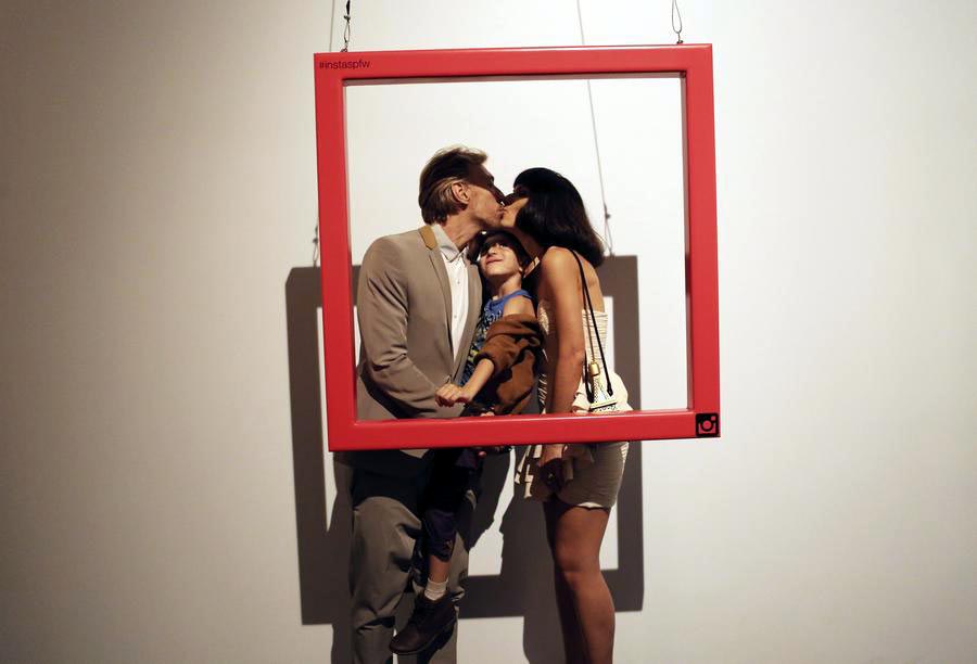 Fashionistas pose during Sao Paulo Fashion Week