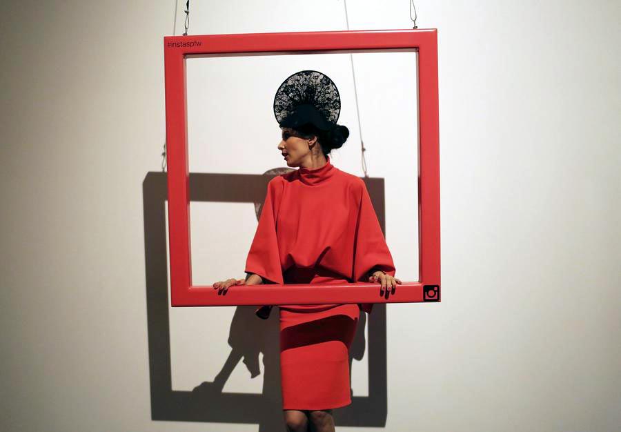 Fashionistas pose during Sao Paulo Fashion Week