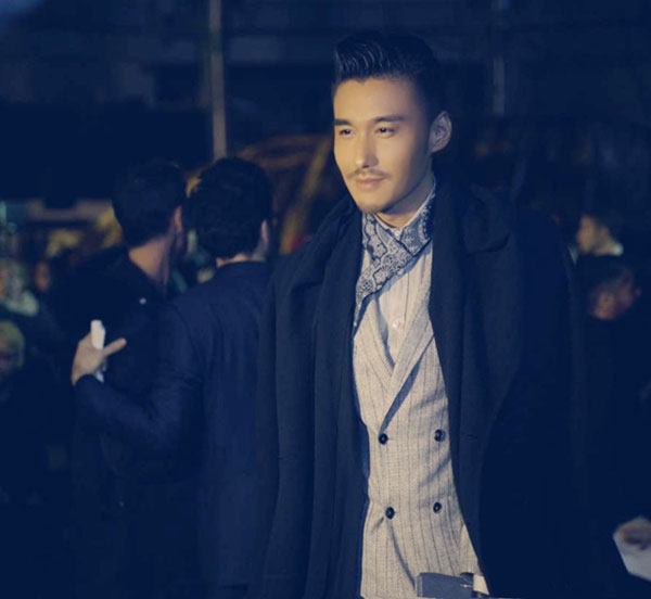 Actor Hu Bing poses at Milan Fashion Week